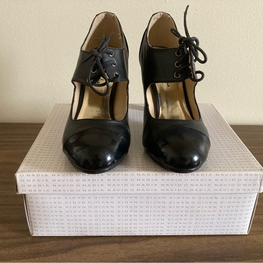 Navid O Nadia Black High Heel Mary Jane Shoes 6.5